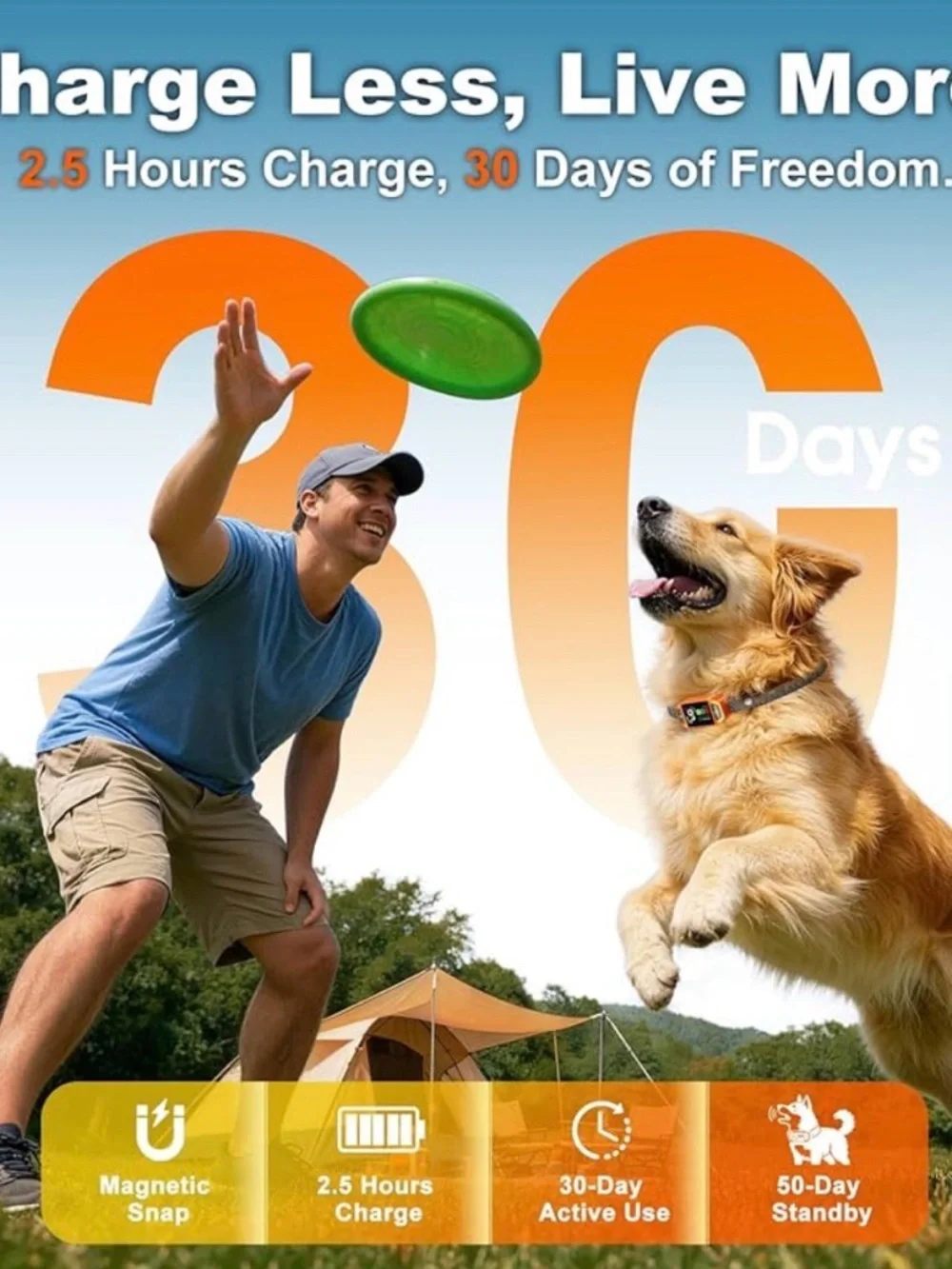 Orange Smart Pet Training Collar - Adjustable Wearable